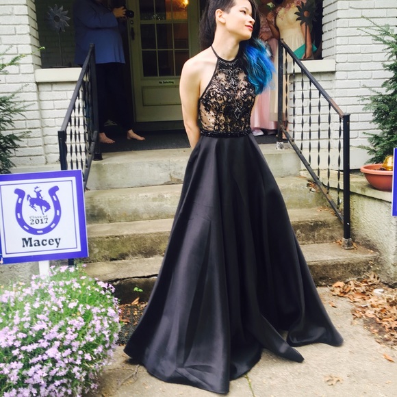 mori lee black prom dress